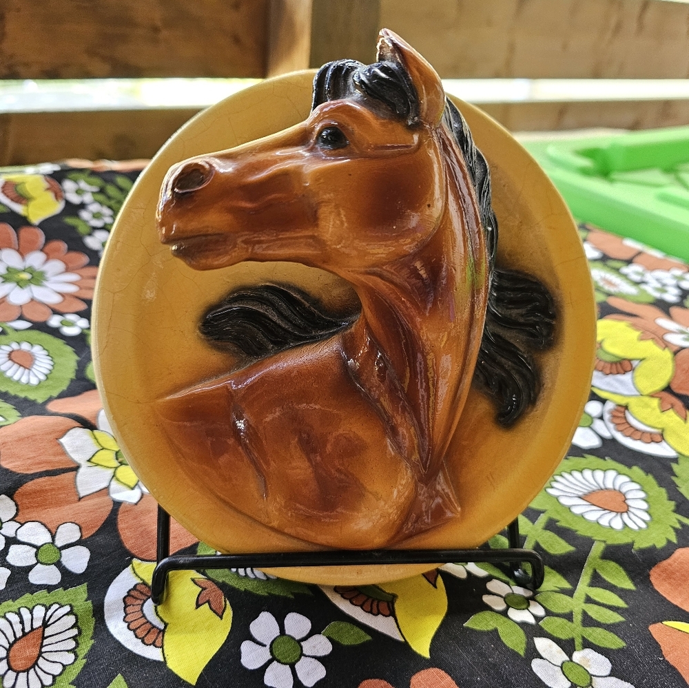 Chalkware Horse Wall Plaque